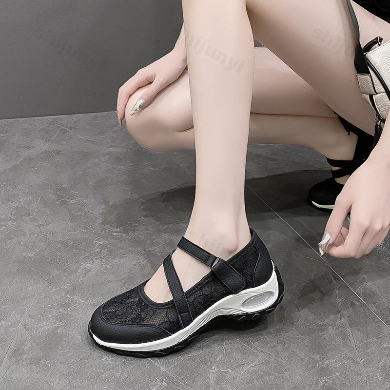 Women Casual Shoes Sneakers Summer Breathable Lace Mesh Breathable Running Shoes Comfortable Outdoor Sports Shoes Zapatos Mujer