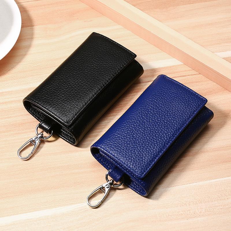 Porte-clés Portefeuille en Cuir Véritable Unisexe - Organisateur de Clés de Voiture/Maison avec Emplacements pour Cartes, Petit Sac Porte-clés (Cadeau prêt