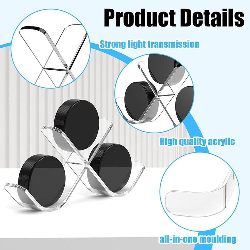 Průhledný stojan na hokejové puky, akrylový stojan na hokejové puky, sportovní držák na 3 puky