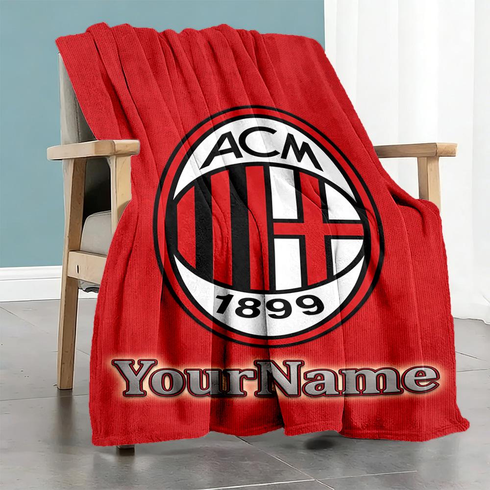 Ac Milan Customize Your Name Blanket Lightweight Personalized Blanket Warmthful Decor Great for Picnics Nap Office Bed Four Seasons Universal