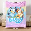 Bluey Cartoon Print Flannel Blanket High Quality Warm Comfortable Cover for All Seasons Perfect for Gifts Home Decor