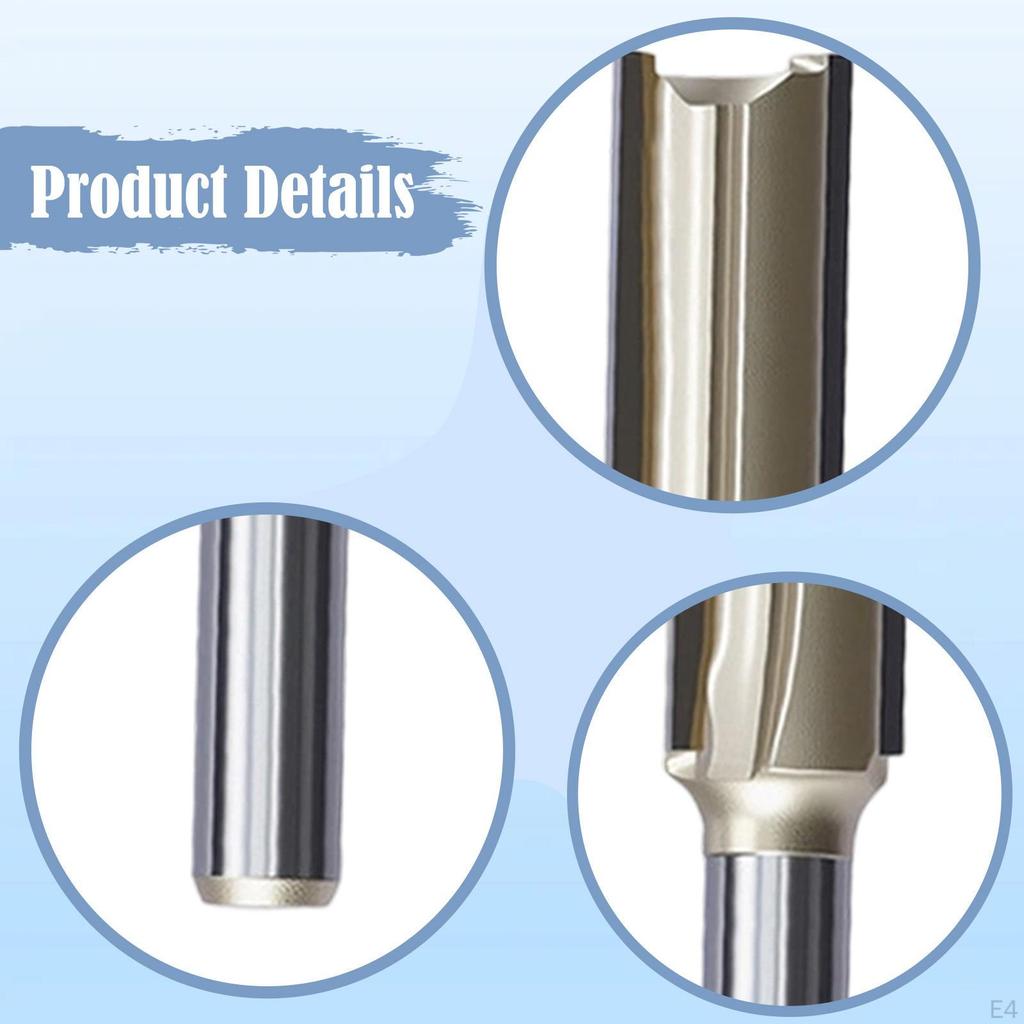 Flute Straight Router Bit 1/4 inch Shank Alloy Steel, Wood Milling Cutter, Flush Trim for
