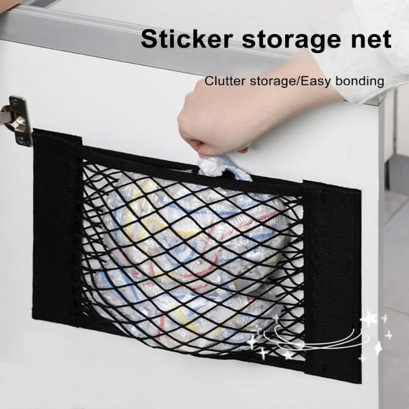 Organizzatore a Rete per Bagagliaio Auto Rete Portaoggetti Borsa da Schienale Sedile Universale SUV Bagagliaio Corda Tasche Nastro Magico Auto Rete Estintore