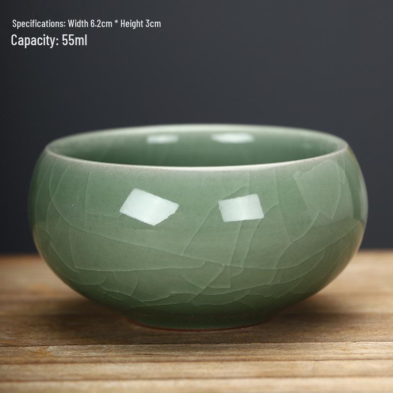 Ru Kiln Master Crackled Porcelain Tea Tasting Cup - Ceramic Kung Fu Tea Set and Business Gift