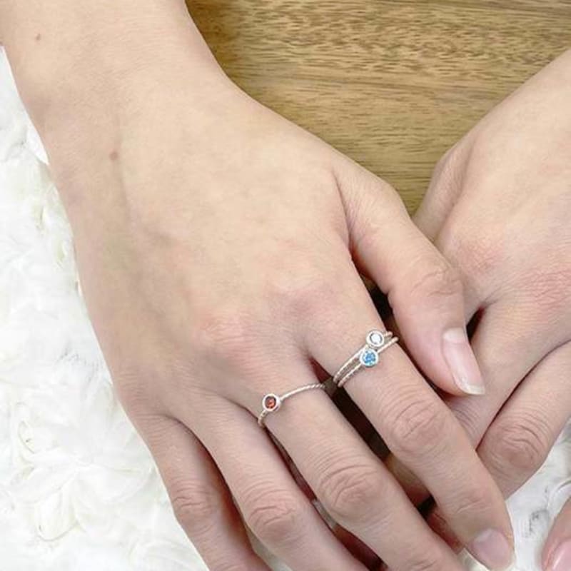 Ollia Birthstone Layered 1,2,3, Silver Ring