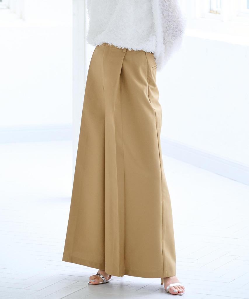 Yours BFXN2062 Oversized Wide Size M Women's One-Tuck Pants, Camel,