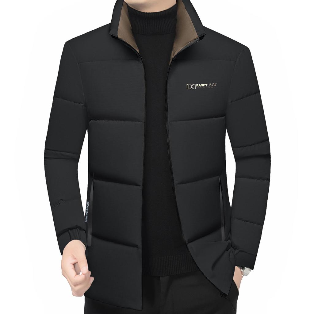 Men's 2025 Winter Stand-up Collar Warm Cotton Jacket - Fashionable Business Bread Jacket for Middle-aged Dads