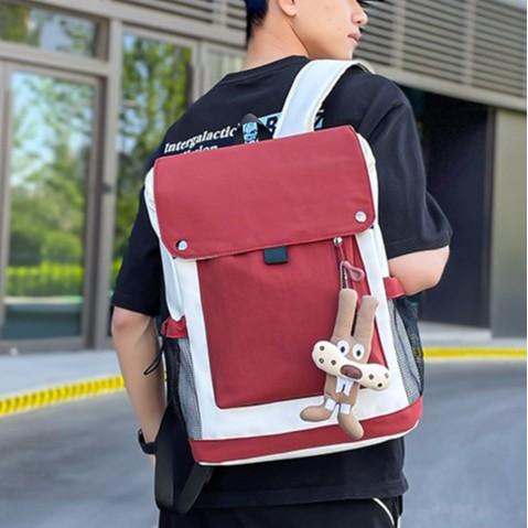 Schoolbag Wholesale Casual Backpack College Student Simple Contrast Color School Bag Large Capacity Travel Bag Versatile Commuter Backpack Female