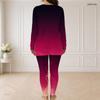 Women Plus Size Half Zip Long Sleeve Printed Gradient Longline Top And Fitted Pants Two Piece Set