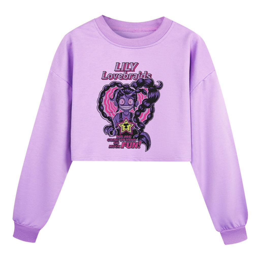 5581 Детская толстовка с длинным рукавом для девочек, с принтом мультфильма/аниме  Лилия ЛюбовьКосы 110cm фиолетовый