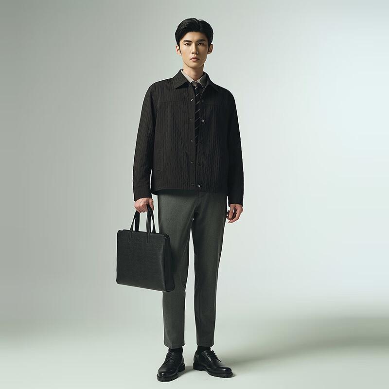 Lilanz Men's Embossed Jacquard Turn-down Collar Jacket