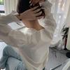 Women's French V-Neck Ruffled Puff Sleeve Shirt - Spring/Autumn Korean Chic