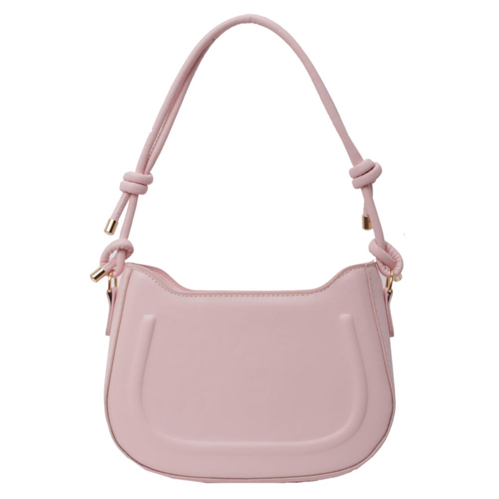 Women Elegant Handbag Large Capacity PU Saddle Shoulder Bag Small Crossbody Bag Solid Color Adjustable Strap for Outdoor Travel