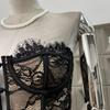 Flower Lace Button Camisole Mesh Suspender Vest Spicy Girl Style Lace Long Corset  Travel