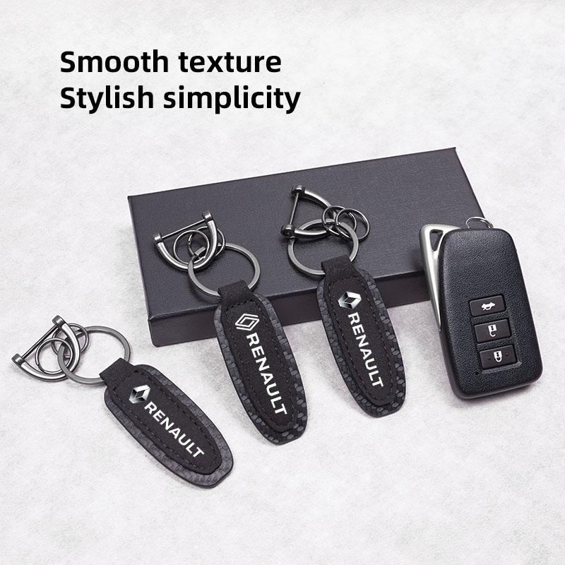 For Renault 2026 New Hub Caps 1Pcs Suede Leather Keychain Car Key Ring Accessories For Renault Clio Koleos Megane Espace QM6 Kad