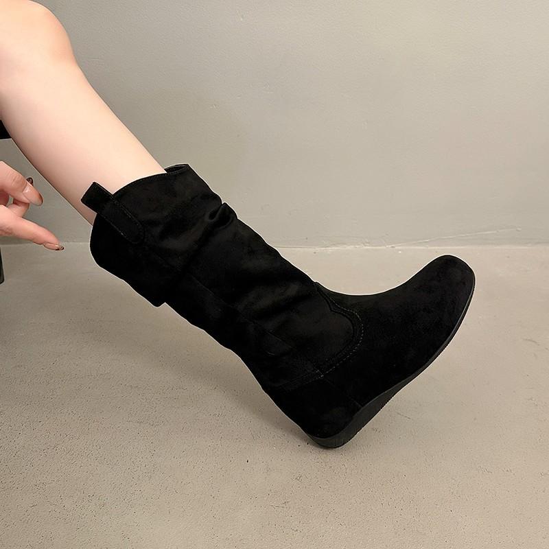 

Sheepskin version~ inner heightening short boots women s new autumn and winter retro stacking boots Martin boots 40