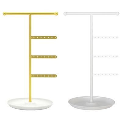 T Bar Jewelry Stand Organiser Display Shelf for Necklace Bracelet Watch Detachable Jewellery Presentation Rack with Tray