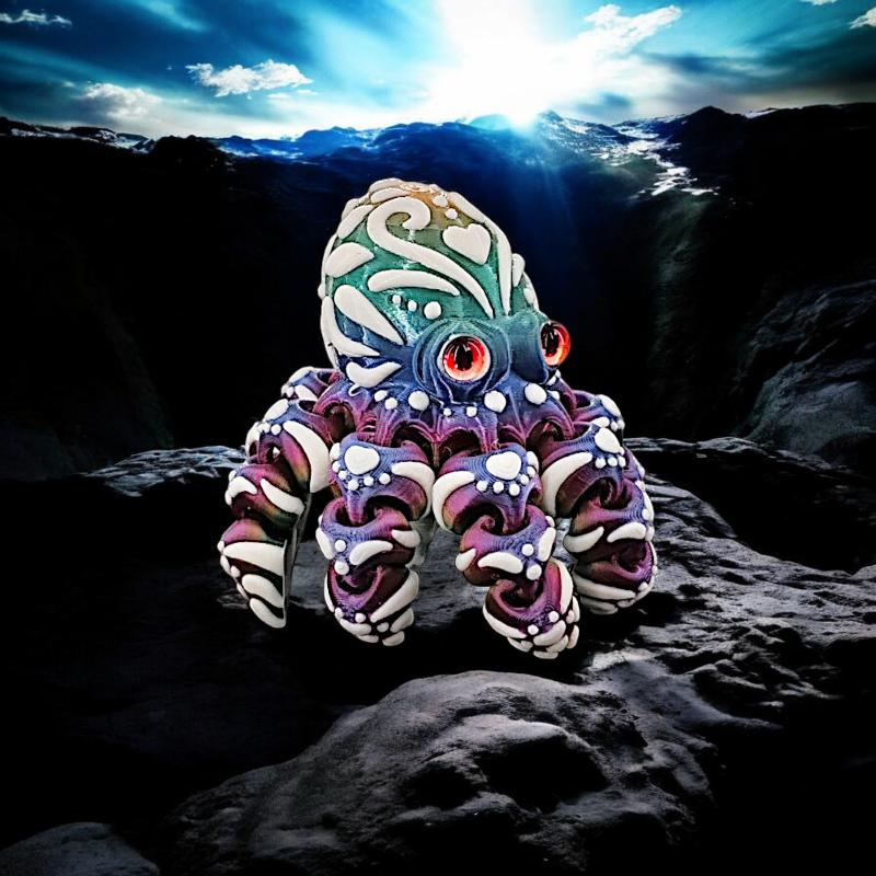 3D Printed Octopus Figurine Flexible Articulated Tentacles Cute Entrance Cabinet Ornament for Modern Home Aesthetic Decor
