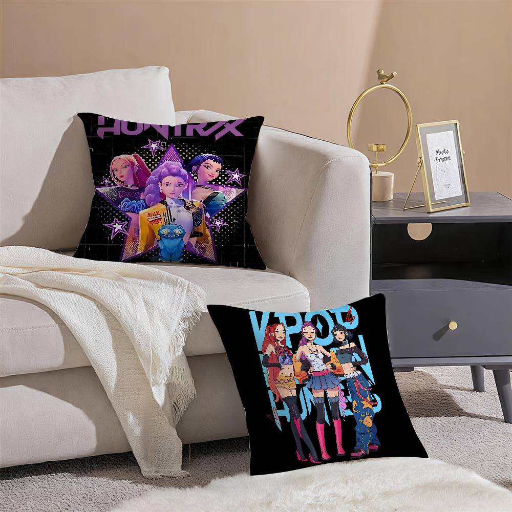 Pop-Movie K-Pop Demon Hunters Pillow Case Silky Elegant Comfort Sofa Bed  Invisible Zipper Beach Pillowcase