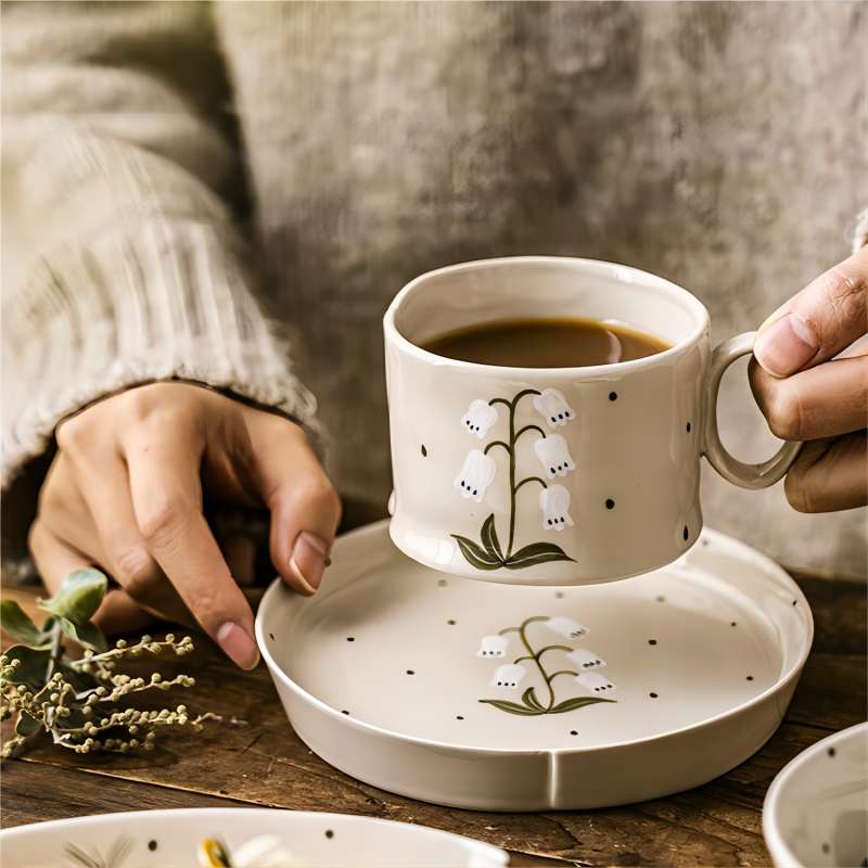 

Japanese style coarse pottery coffee cup 200ml бежевий