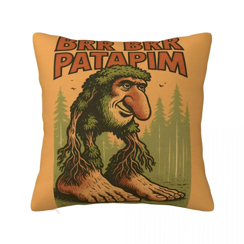 Italian Brain Rot Meme Pillow Cover Double Sided Tung Sahu Design Polyester Cushion for Sofa Bedroom Car Decoration