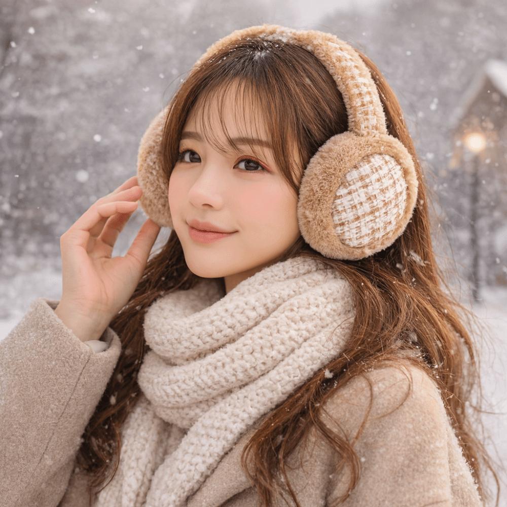 Plush Foldable Ear Cover Solid Color Winter Thicken Earflap Fashion Winter Warm Earmuffs Men
