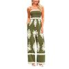 Modischer Jumpsuit mit Bohemian-Muster und Camisole im Retro-Print für Damen, hohe Taille, weites Bein und Tasche