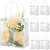 6 Pack Clear Gift Bags with Handle Reusable Plastic Bags Small Gift Wrap Tote Bags for Gifts Wedding Party Favors Baby Shower