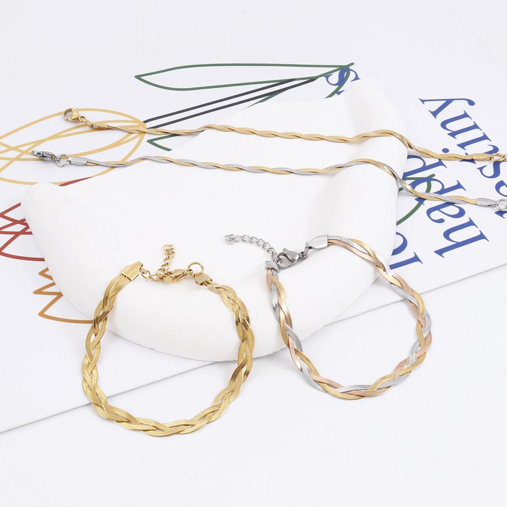 New Fashion 3in1 Crossover Snake Chain Bracelet 304 Stainless Steel Twist Bracelet For Women Men Punk Jewelry Gift