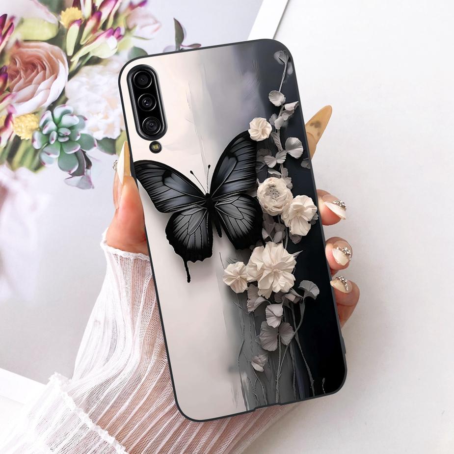 For Samsung Galaxy A90 5G Case SM-A908B Luxury Flowers Butterfly Painted Cover Soft Slim Phone Case For Samsung A90 A 90 5G Bags