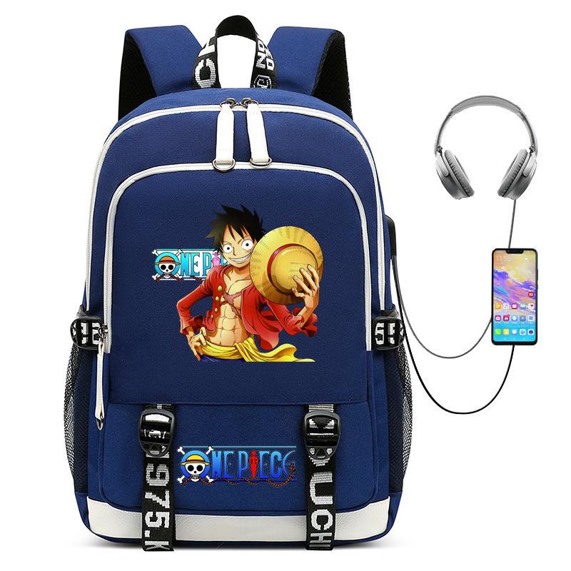 Riman ONE PIECE One Piece Peripheral Backpack, Youth Large-capacity Schoolbag USB Computer Bag