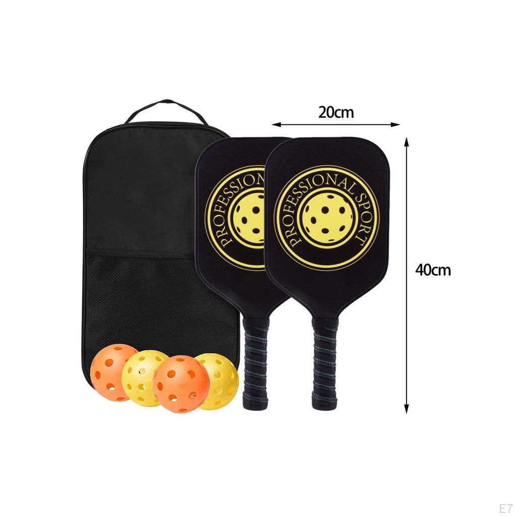 Raquette with Bag Fiberglass Surface 4 Balls Lightweight Nonslip Grip Pickleball Rackets for