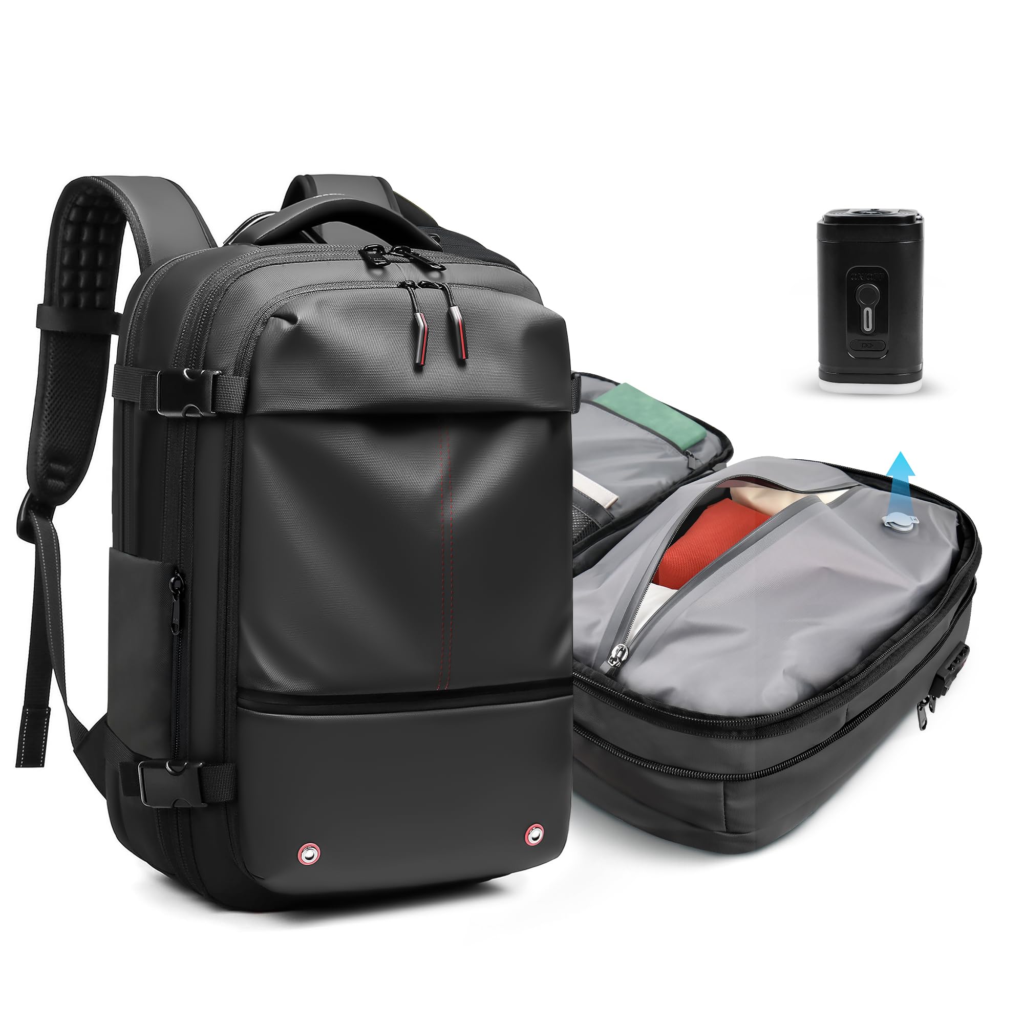 

[travel inspira] Vacuum Compression Backpack, TSA-Approved, Anti-Theft, 55L, with Pump, Business Travel Backpack, Large Capacity, Expandable,