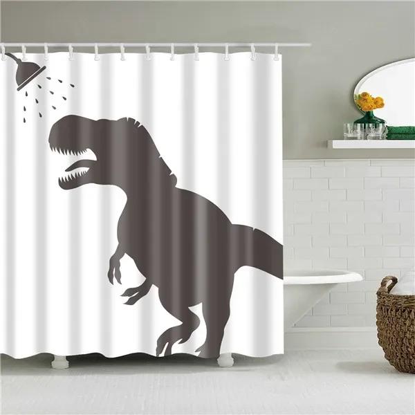 Cartoons Animals Cat Giraffe Elephant 3d Bathroom Shower Curtains Bath Curtain Fabric Waterproof Polyester Home Decor with Hooks
