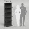 Bookshelf with 5 Levels, Standing Shelf with LED Lighting, 7 Light Colors, for Living Room, 60 x 30 x 179 cm Black