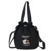Drawstring Shoulder Bag Black Journey Snoopy