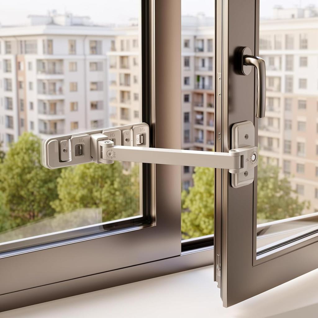 Serrures de sécurité premium pour enfants – Kit de sécurité domestique réglable, sans perçage et facile à installer – Verrou restrictif pour fenêtre