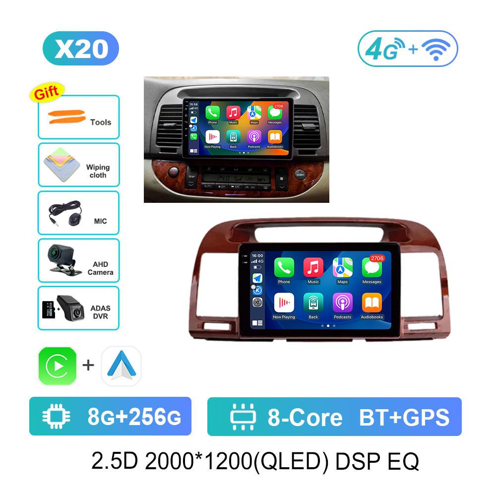 Car Video Multimedia Player Bluetooth for Toyota Camry 5 XV 30 2001 - 2006 WiFi Android 14 GPS Navi 2.5D Screen Auto Tools