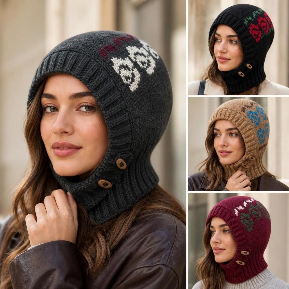 Ear Protection Knit Balaclava Warm Hooded Beanie New Korean Balaclava Hat Women Girl