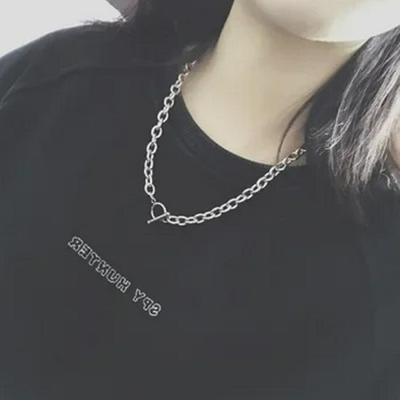 Collier unisexe hip-hop en acier titane avec boucle OT - Chaîne de clavicule style urbain