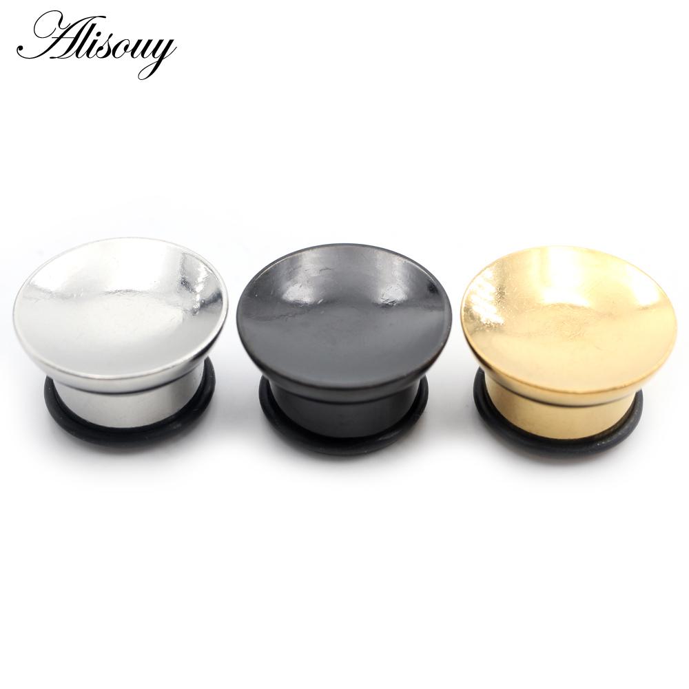 Alisouy 2 Stück konkave, hohle, schalenförmige Ohrstöpsel aus Edelstahl, ausgestellte Ohrstöpsel, Expander, Keilrahmen, Messgeräte, Piercing, Körperschmuck