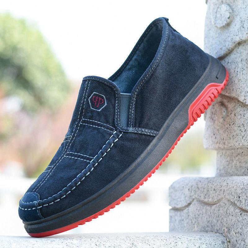 Old Beijing Cloth Shoes Men's High-end Non-slip and Wear-resistant Soft-soled Shoes One-pedal Elderly Shoes Casual Shoes Work Canvas Shoes