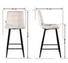 TORE- velvet swivel bar stool, gray 65