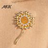Everyday Wear Brooch Rhinestone Sunflower Pin for Women, Golden Flower Lapel Suit Long-lasting Dress Scarf Hat Bag Decoration, Clothing Accessory Gift