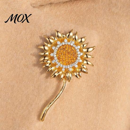 Everyday Wear Brooch Rhinestone Sunflower Pin for Women, Golden Flower Lapel Suit Long-lasting Dress Scarf Hat Bag Decoration, Clothing Accessory Gift