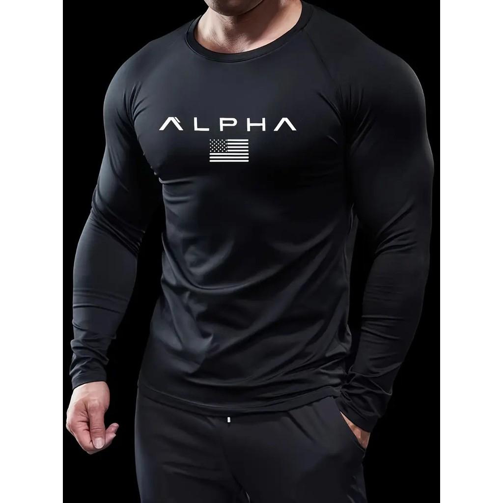 Men's Autumn and Winter USA3D Printed Crew Neck Long Sleeve T-Shirt