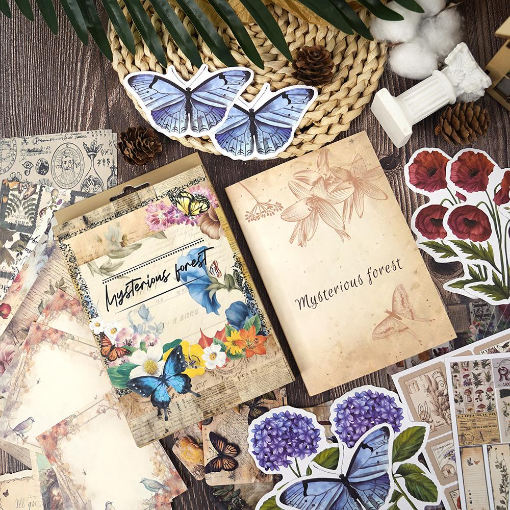 Journal Stickers Pack Ins Style Butterfly Floral Vintage DIY Scrapbooking Decorative Stickers Set for Planner