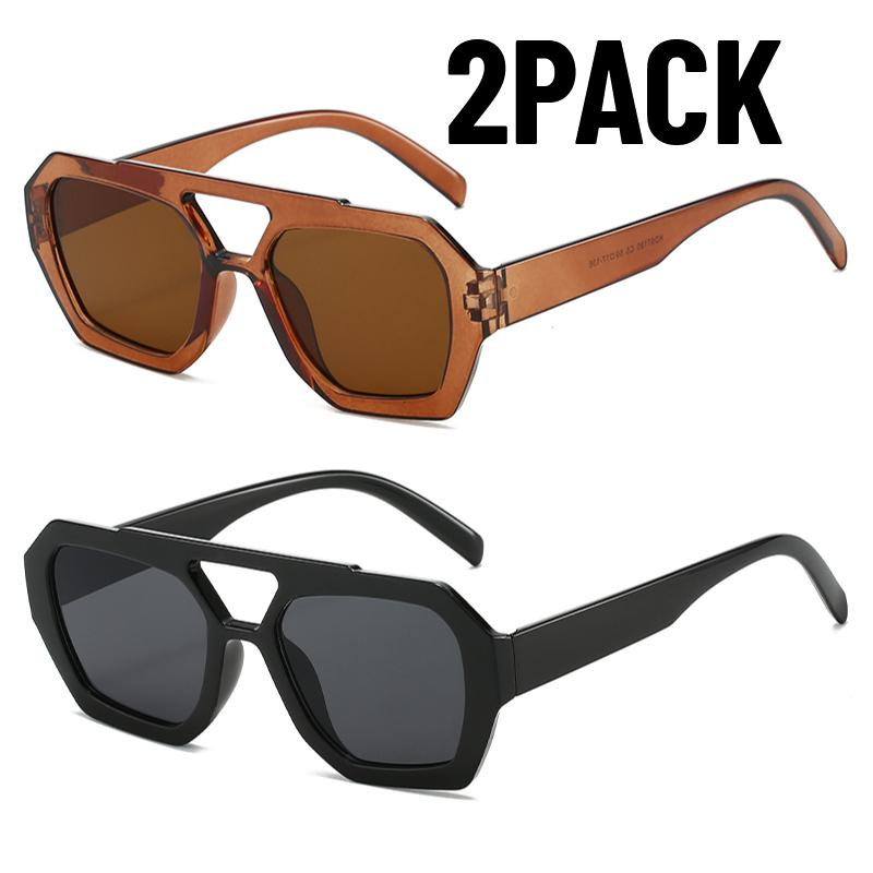 2PACK Fashion Double Bridges Women's Outdoor Travel Fishing Sunglasses Men Big Frame Eyewear Retro Luxury Designer Glasses UV400