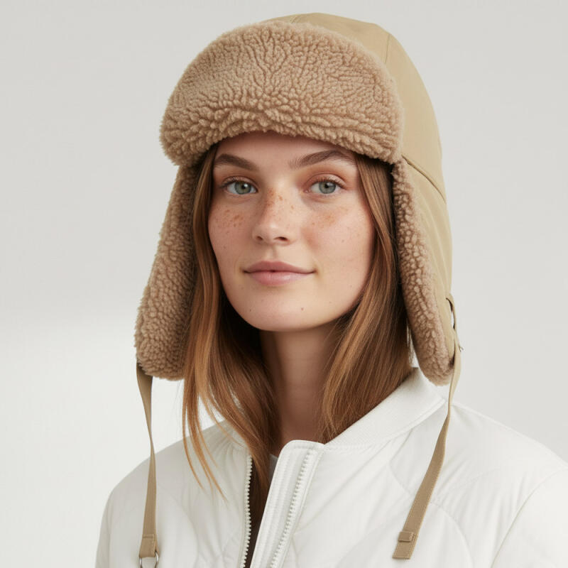 Шляпа-ушанка Selly Fur Каштановая Зимняя Шляпа-ушанка beige