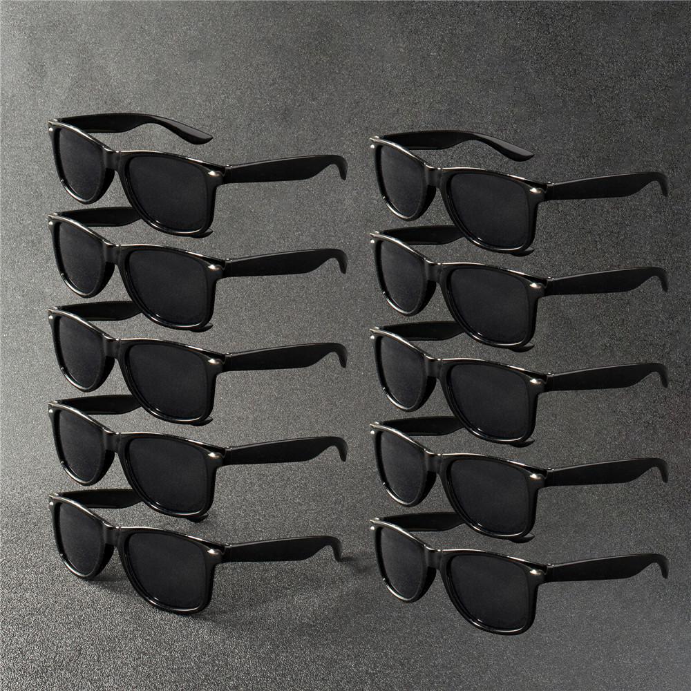 10PCS Classic Black Square Fashion Glasses with Bolt Decoration For Party Pography Wedding Birthday Graduation Hiking